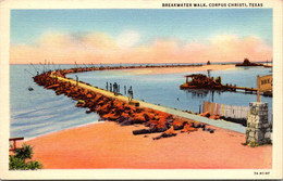 Texas Corpus Christi Breakwater Walk Curteich - Corpus Christi