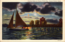 Texas Corpus Christi Evening Scene On Corpus Christi Bay 1942 Curteich - Corpus Christi