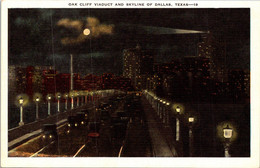 Texas Dallas Skyline And Oak Cliff Viaduct At Night 1946 - Dallas