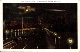 Texas Dallas Skyline And Oak Cliff Viaduct At Night - Dallas