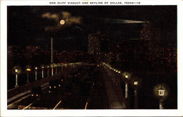 Texas Dallas Skyline And Oak Cliff Viaduct At Night - Dallas