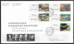 Canada 2016 Art Painters Paintings, Landscape ATM Kiosk Stamps FDC CP19i-23i Timbres Libre-service Machine Distributrice - Lettres & Documents