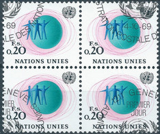 United States,U.S.A,1969 United Nations GENEVA,in Block,obliterated - Used Stamps