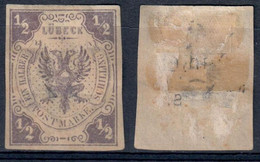 GERMANIA / LUBECK 1859 FRANCOBOLLO DA S. ½ VIOLA GRIGIO VIOLA SCURO - NUOVO MLH * - MICHEL 1 - Luebeck
