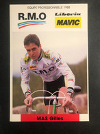 Gilles Mas - RMO - 1988 - Carte / Card - Cyclists - Cyclisme - Ciclismo -wielrennen - Cycling