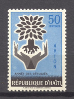 Haiti, 1960, World Refugee Year, WRY, United Nations, ERROR White Spot Behind Haiti, MNH, Michel 601A - Haití