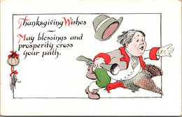 Thanksgiving Greetings With Turkey And Pilgrim - Thanksgiving