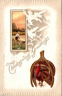 Thanksgiving Greetings With Turkey And Wishbone 1910 - Thanksgiving