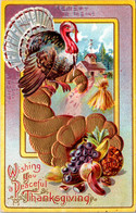 Thanksgiving Greetings With Turkey 1910 - Thanksgiving