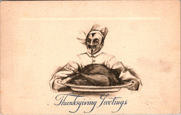 Thanksgiving Greetings With Turkey On A Platter 1909 - Thanksgiving