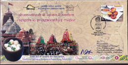 RELIGION-PURI-CUISINE IN JAGANNATH TEMPLE-PICTORIAL CANCEL-CARRIED CVR-SIGNED BY PALANQUIN CARRIER- INDIA 2018- FC2-159 - Hindoeïsme