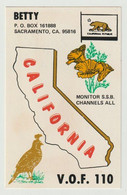 QSL Card 27MC Betty Sacramento California (USA) - CB-Funk