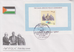 Enveloppe   FDC   1er  Jour    PALESTINE    Bloc  Feuillet    Signature  Des  Accords  De  Paix    1994 - Palestine