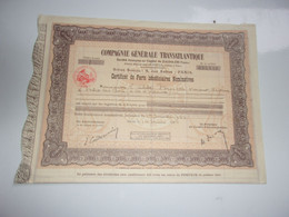 COMPAGNIE GENERALE TRANSATLANTIQUE (certificat) 1934 - Zonder Classificatie
