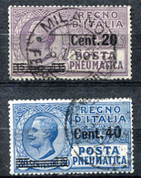 Z2845 ITALIA REGNO Posta Pneumatica 1924 Soprastampati, Usati, Sassone 6-7, Valore Catalogo € 32 (linguellati), Ottime C - Correo Neumático