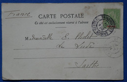 O18 INDO CHINE BELLE CARTE 1904 VOYAGEE SAIGON A LA SARTHE FRANCE + AFFRANCH. INTERESSANTT - Storia Postale