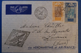 E 12 GUINEE BELLE LETTRE 1937 IER VOL POUR LAUSANNE RARE + AFFRANCH PLAISANT - Briefe U. Dokumente