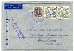 CURACAO April 26, 1939, Int. Mixed Postage On Very Fine Airmail Cover W. 2-lingual Viol. L2 "BY AIR MAIL TO USA" - Curacao, Netherlands Antilles, Aruba