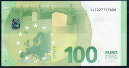 100 EURO ITALIA SC S007  "22" - ONLY 3 NUMBERS - DRAGHI  UNC - 100 Euro