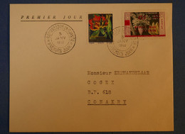 F4 GUINEE BELLE LETTRE 1953 PREMIER JOUR POUR CONAKRY +SURCHARGES + AFFRANCHISSEMENT PLAISANT - Cartas & Documentos