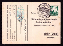 DR Postkarte BALLENSTEDT - Halle - 18.10.36 - Mi.632 - OWS: "Ferienziel Im Harz" An Milchwirtschaft - Brieven En Documenten