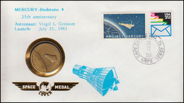 USA: Numisbrief Project Mercury Space Medal 21.7.1986 Redstone 4 Mit MICHEL 822 - Other
