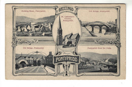 DG2410 - WALES - GLAMORGAN - PONTYPRIDD - OLD BRIDGE, ROCKING STONE & PANORAMA - Altri & Non Classificati