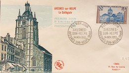 P) 1959 FRANCE, FDC, AVERNES-SUR-HELPE STAMP, THE COLLEGIATE, TOURISM, XF - Sonstige & Ohne Zuordnung