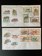 Congo 1972 Mi. 341 - 348 FDC 1er Jour Cover Animaux Sauvages Faune Fauna Elephant Panther Monkey Gorilla - Elefanten