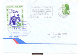 GREVE PTT 1988 VOL Par Concorde AJACCIO NICE Sur Enveloppe - Other & Unclassified