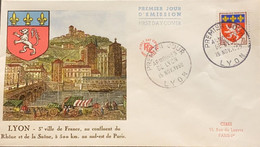 P) 1958 FRANCE, FDC, COAT OF ARM OF LYON STAMP, CITY OF FRANCE, XF - Autres & Non Classés