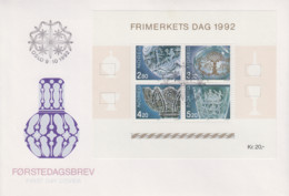 Enveloppe  FDC   1er   Jour   NORVEGE  Bloc  Feuillet   Journée  Du  Timbre   1992 - FDC