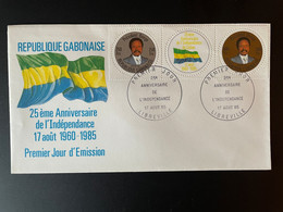 Gabon Gabun 1985 Mi. 939 - 940 FDC 1er Jour Cover Anniversaire Indépendance Unabhängigkeit Bongo Drapeau Fahne Flag - Enveloppes