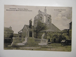 SAINT-ALBAN L'Abside De L'Eglise Et La Place, Monument Aux Morts, Commerce, Ancienne Voiture - CPA 48 LOZERE OCCITANIE - Saint Alban Sur Limagnole