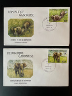 Gabon Gabun 1988 Mi. 1010 / 1012 FDC Local 1er Jour Cover Animaux En Voie De Disparition WWF Elephant Elefant - FDC