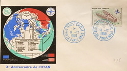 P) 1959 FRANCE, FDC, 10TH ANNIVERSARY OF OTAN STAMP, ATLANTIC ALLIANCE, XF - Other & Unclassified
