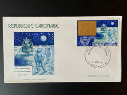 Gabon Gabun 1979 Mi. 709 FDC 1er Jour Cover Apollo XI Débarquement Lune Moonlanding 1969 Gold Or Stamp On Stamp - Afrique