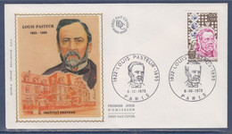 Louis Pasteur Enveloppe Paris 6.10.1973 N°1768 Portrait, Vaccin Contre La Rage - Louis Pasteur