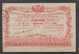Oud Loterijbiljet, Internationale Wereldtentoonstelling Bruxelles 1897, Blad 163246 Nr 5, Zeer Mooi Kavel K1306 - Billetes De Lotería