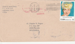 Cuba 1996 Letter To Bulgaria - Marlene Dietrich - Storia Postale