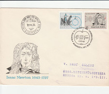 Hungary 1977 Isaac Newton FDC Letter - Cartas & Documentos