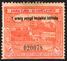 1932 Hungary Consular VISA Revenue Tax Stamp OVERPRINT Budapest Castle Palace - 1 Gold Pengő - Fiscali