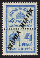 1945 Hungary - FISCAL BILL Tax OVERPRINT - Revenue Stamp - 4 P - MNH - Fiscales