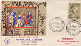 P) 1957 FRANCE, FDC, FAMOUS FRENCHMEN OF JOINVILLE STAMP, CHRONICLER DURING THE MIDDLE AGES IN FRANCE, XF - Otros & Sin Clasificación