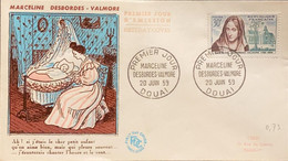 P) 1957 FRANCE, FDC, 100TH ANNIVERSARY OF MARCELINE DESBORDES-VALMORE STAMP ACTRESS SINGER, POET, XF - Andere & Zonder Classificatie