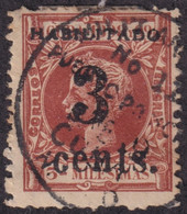 1899-593 CUBA US OCCUPATION ANTILLES 1899 PUERTO PRINCIPE 3c S. 3mls. PHILATELIC FORGERY. FIRST ISSUE. - Oblitérés