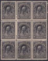 1911-169 CUBA 1911 REPUBLIC 1$ CARLOS ROLOFF BLOCK 9 WITHOUT GUM. - Unused Stamps