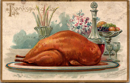 Thanksgiving Greetings With Turkey On A Platter 1906 Tucks - Thanksgiving