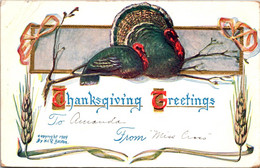 Thanksgiving Greetings With Turkey 1910 - Thanksgiving