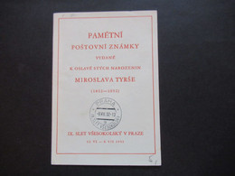 CSSR 1932 Sonderblatt Miroslava Tyrse 1832 - 1932 SST Praha IX. Slet Vsesokolsky - Brieven En Documenten
